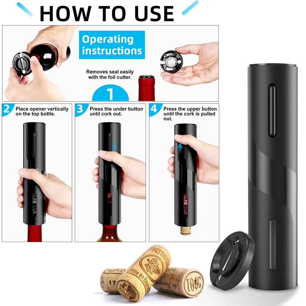 Electric wine opener, automatic corkscrew