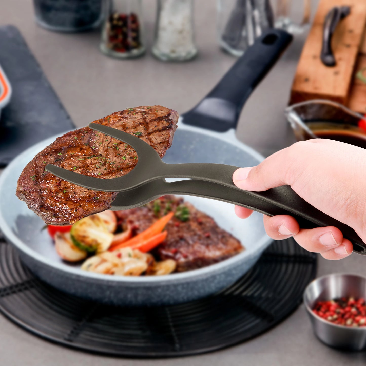 Spatula with Tongs 2 in 1