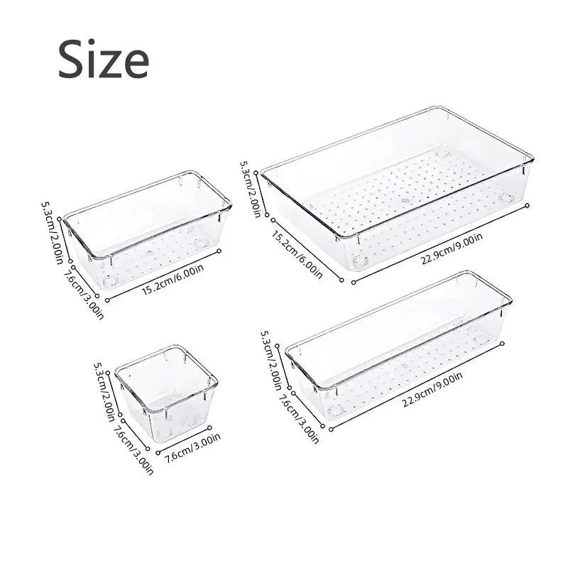 Drawer Organizers Set of 7/14 Pcs Clear Plastic Dividers