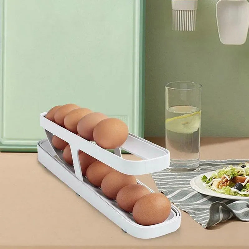 Egg Dispenser, Automatic Rolling Egg Organizer