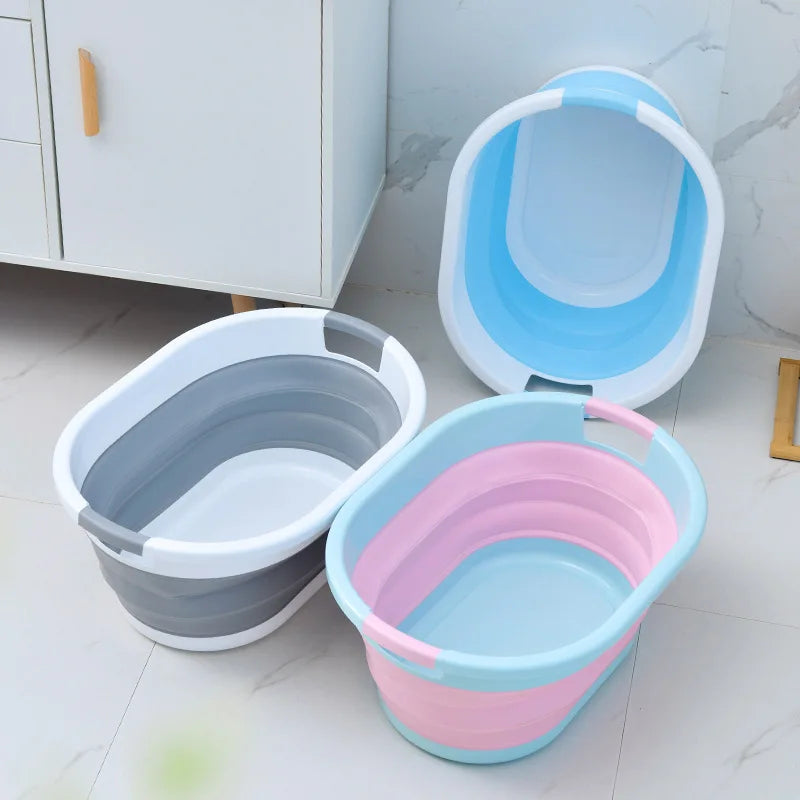 Folding Plastic Bucket Home Bathroom Products Large Laundry Basket Clothes Storage Bucket Camping Outdoor Travel Portable Bucket