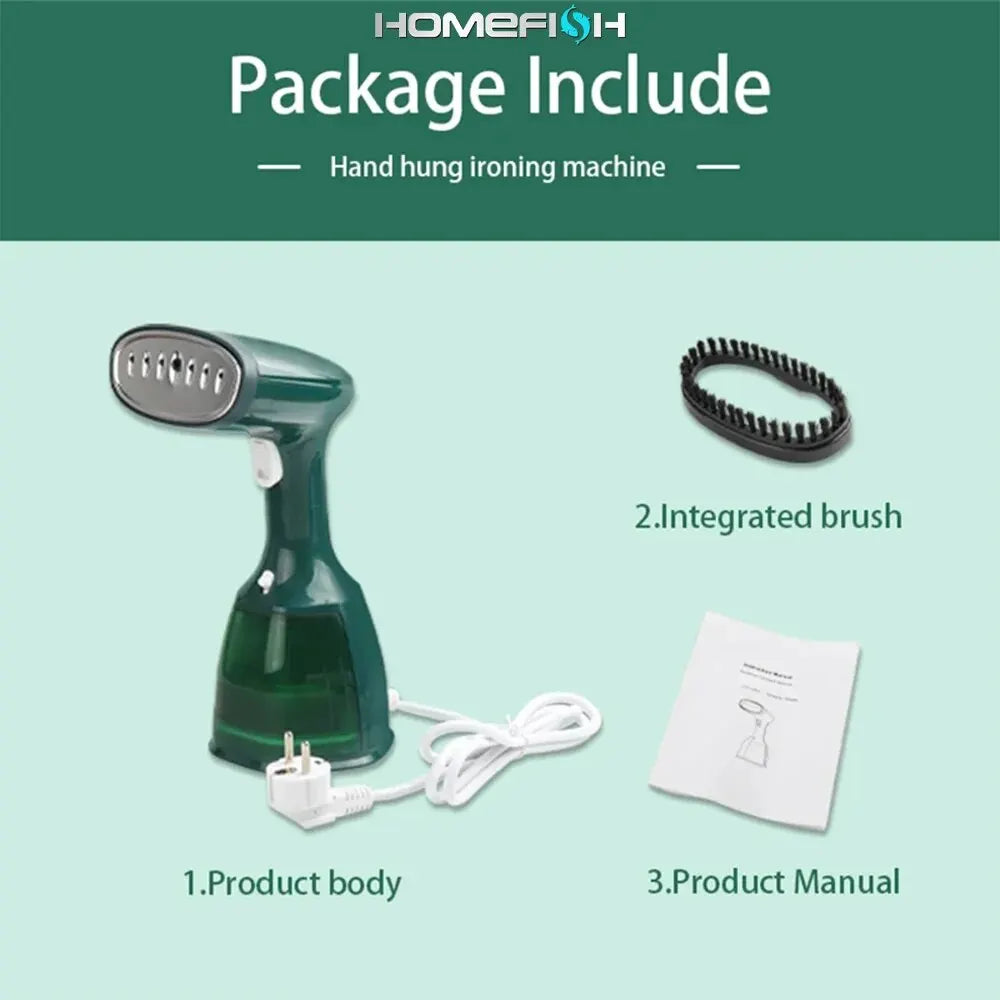 Portable Garment Steamer, 280ml, 7 Holes, 20 Seconds, Fast Heat, 1500W, for Travel.