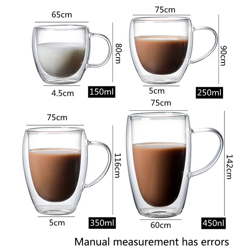 Double Wall Glass Mug with Handle