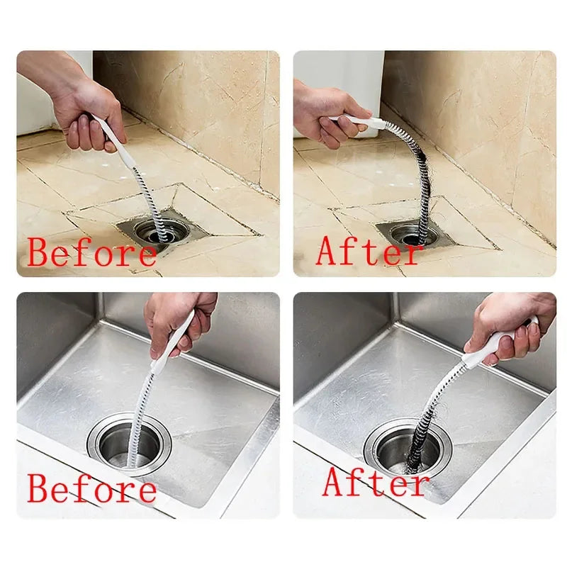 Flexible brush for cleaning sink, sewer, drain