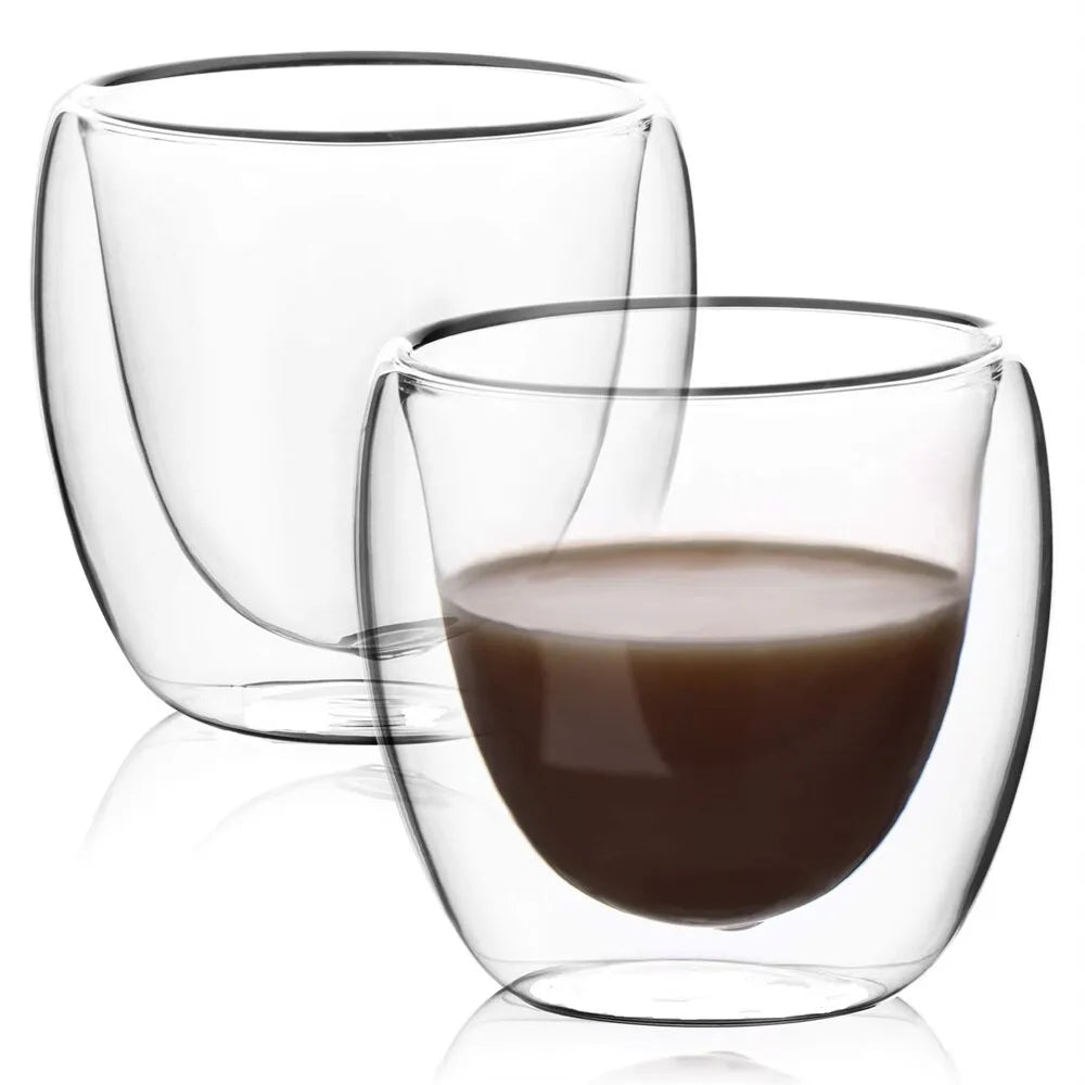 Double wall glass mugs 5 sizes with 6 pieces