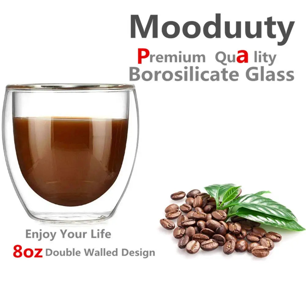 Double wall glass mugs 5 sizes with 6 pieces