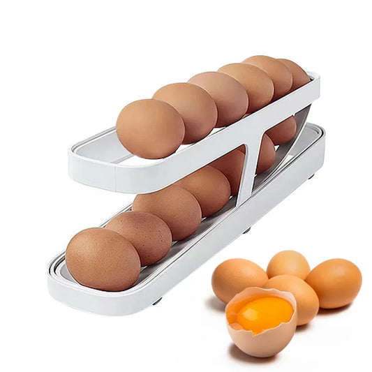 Egg Dispenser, Automatic Rolling Egg Organizer