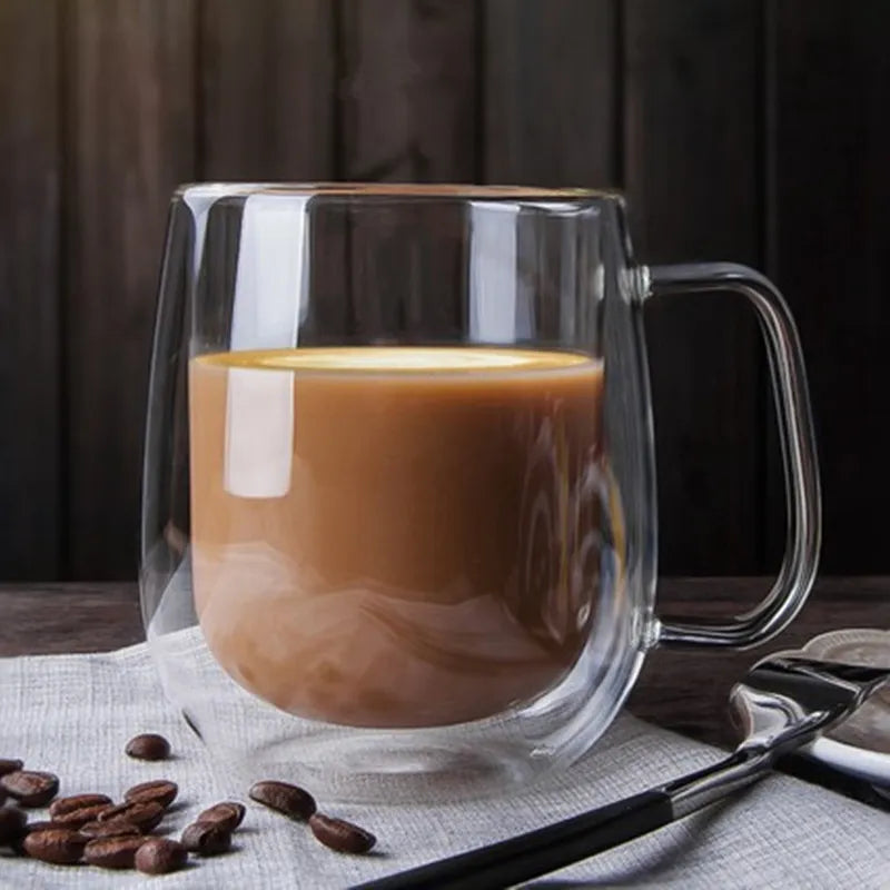 Double Wall Glass Mug with Handle