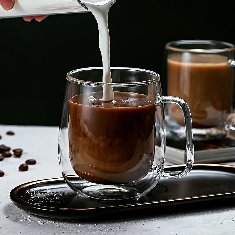 Double Wall Glass Mug with Handle