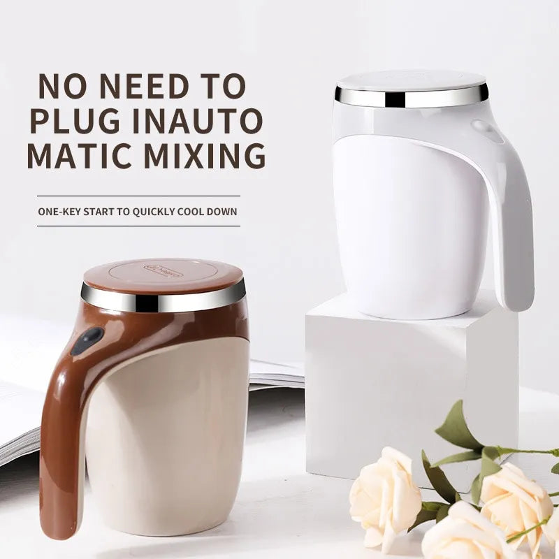 Portable Automatic Stirring Mug Refillable Stainless Steel