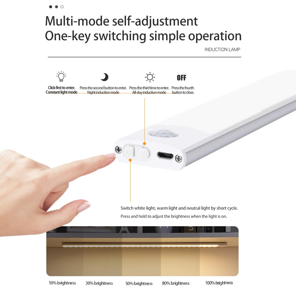 Motion sensor light wireless, USB rechargeable.