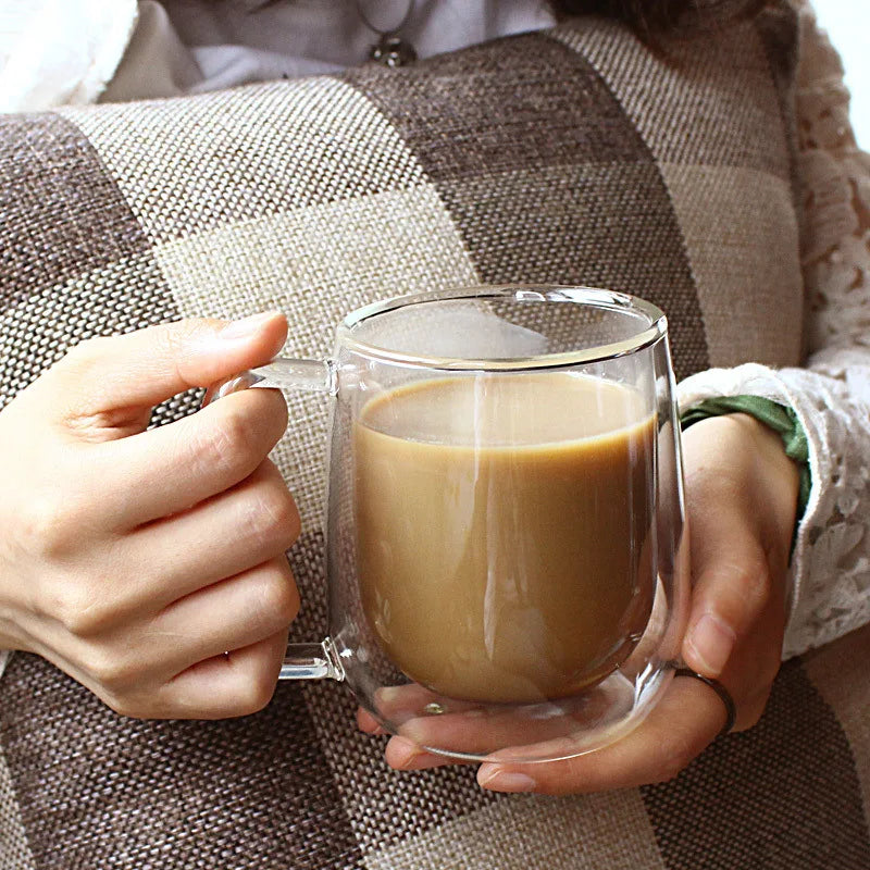 Double Wall Glass Mug with Handle