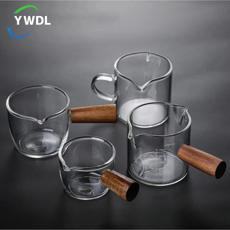 Transparent measuring cup with wooden handle 50ml | 75ml | 100ml | 120ml | 140ml