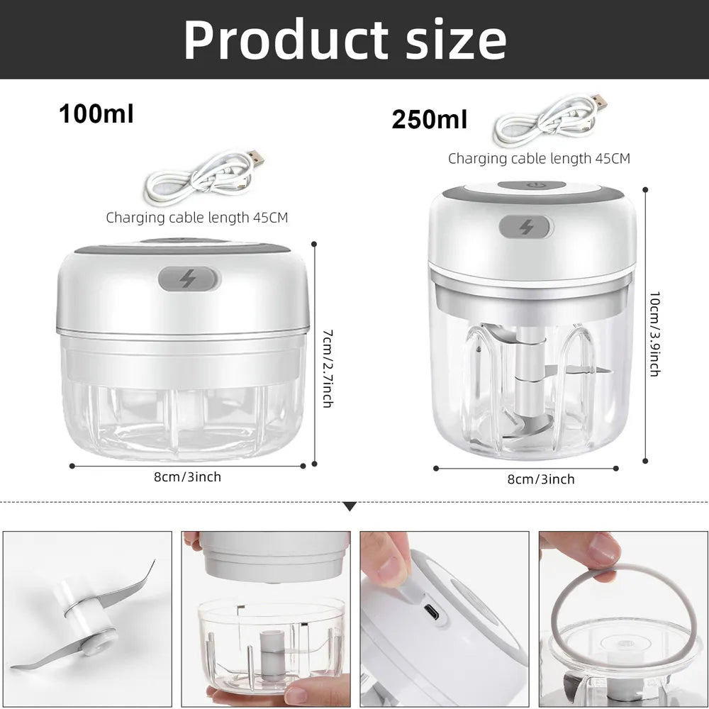 Electric Food Chopper Mini Portable USB Shredder